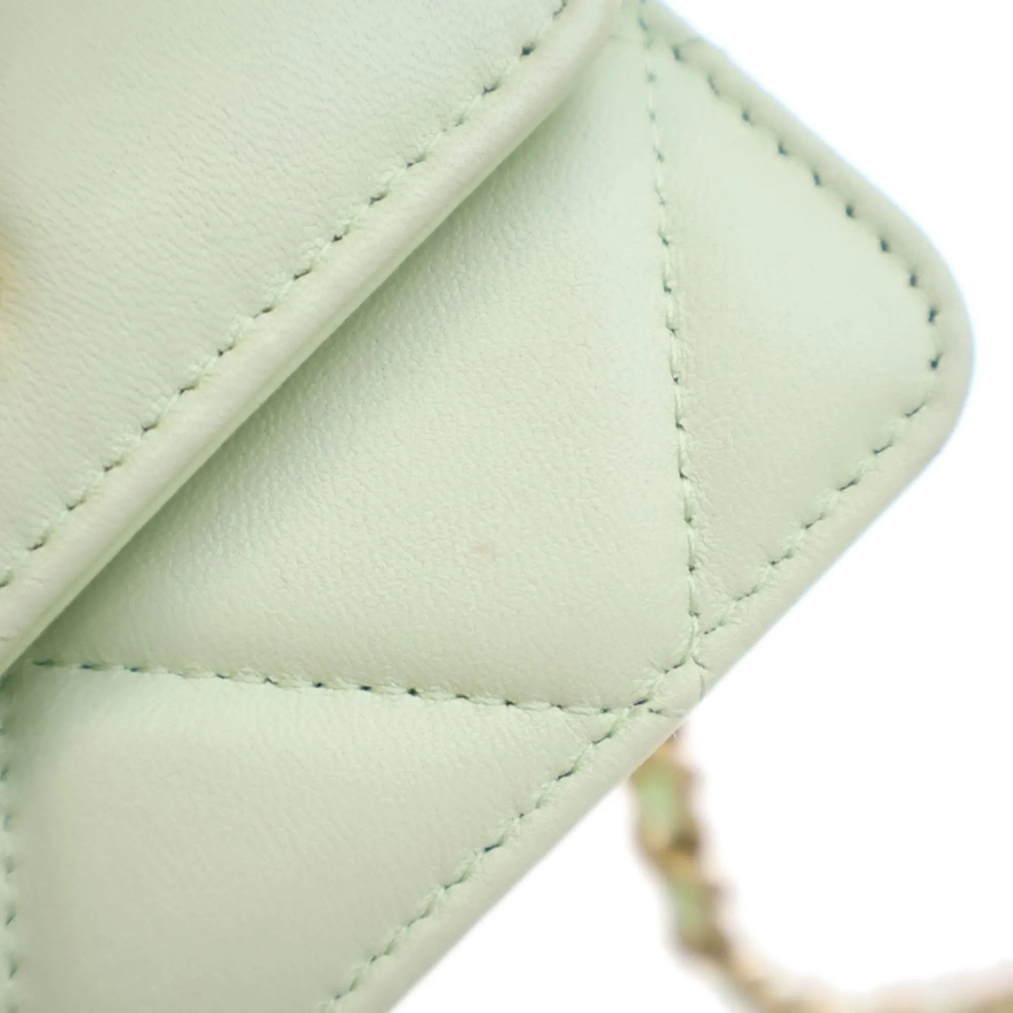 Green Chanel Quilted Goatskin 19 Card Holder On Chain Crossbody Bag