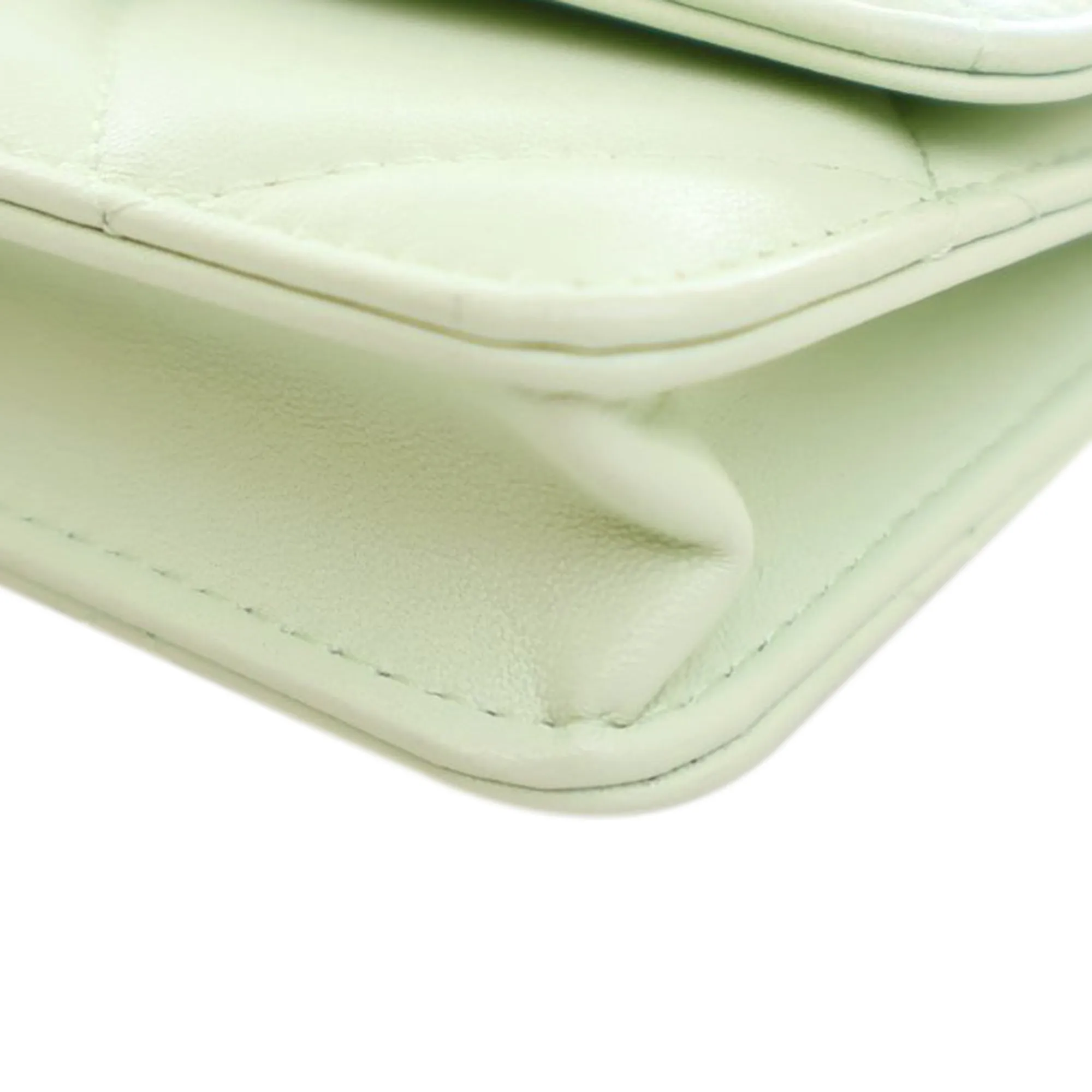 Green Chanel Quilted Goatskin 19 Card Holder On Chain Crossbody Bag