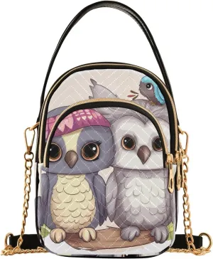 Group of Cute Dogs and Cats Crossbody Bags for Women Small Chain Bags with Leather Handle