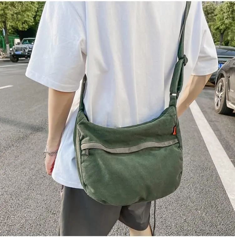 Grunge Canvas Messenger Bag Women Punk Hobo Purses Y2K Aesthetic Shoulder Bag Indie Tote Crossbody Bag Alt Emo Handbag (Brown,Large)