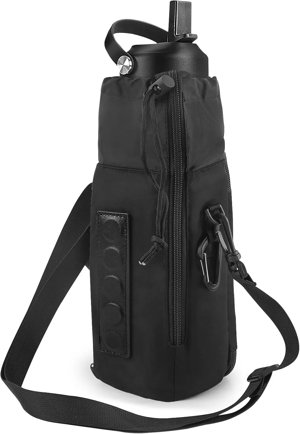Gym Magnetic Water Bottle Holder with Adjustable Shoulder Strap and Phone Pocket,Holds 30/40oz Bottle Sleeve with Handle/Handleless,7 Card Pockets