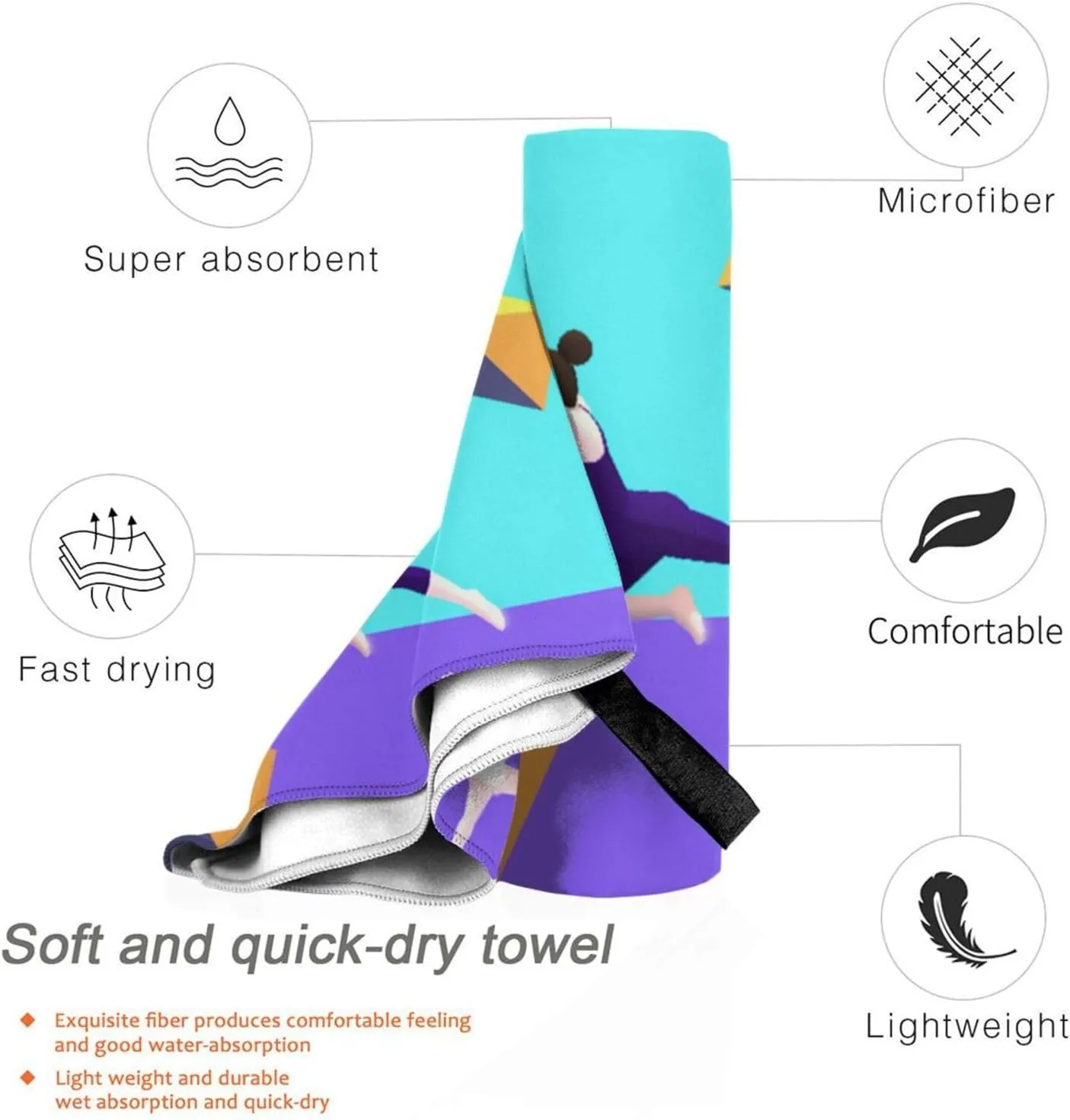 Gymnastics Game Premium Compact Microfiber Travel Towel-Featherlight & Quick Dry,Sand-Resistant Beach Towel for Swimming,Camping,Vacation Essentials with Carry Pouch