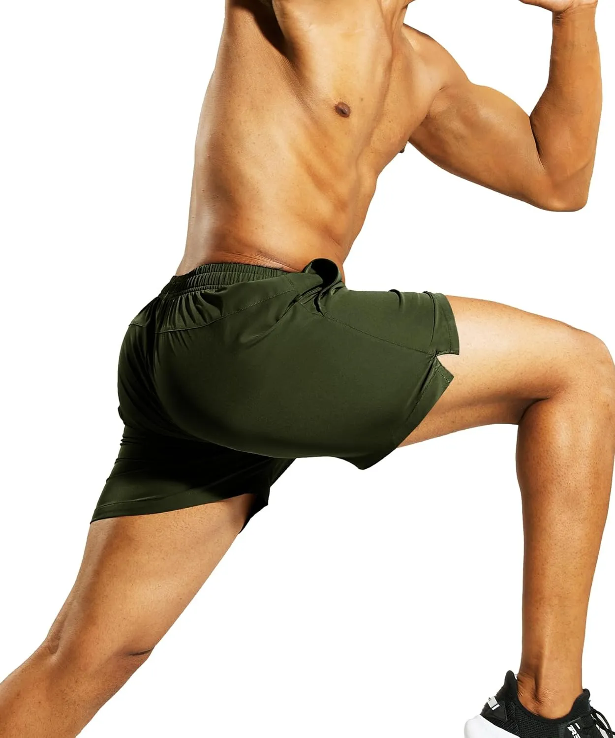 Haimont Men's Athletic Running Shorts 5 Inches Quick Dry Workout Gym Active Shorts with Pockets Water Resistant, No Liner