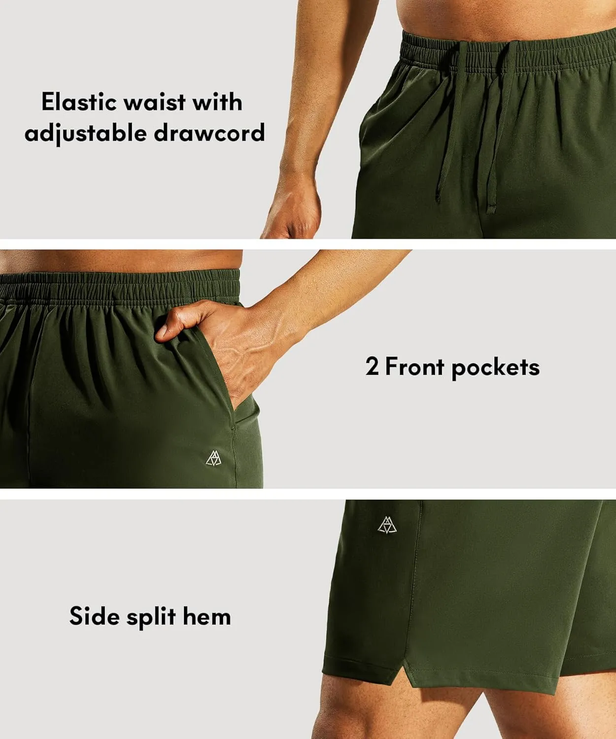 Haimont Men's Athletic Running Shorts 5 Inches Quick Dry Workout Gym Active Shorts with Pockets Water Resistant, No Liner