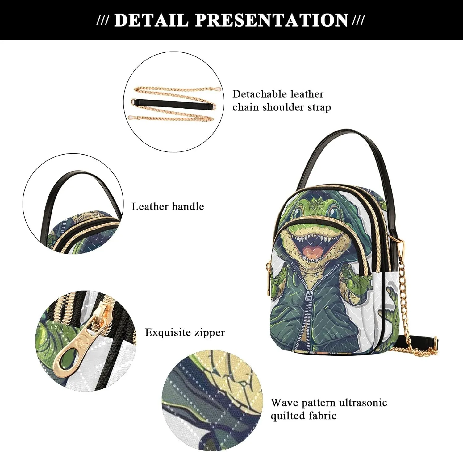 Halloween Dog Bat Costume Women's Crossbody Bags Quilted Purse with Chain Phone Purse Handbag