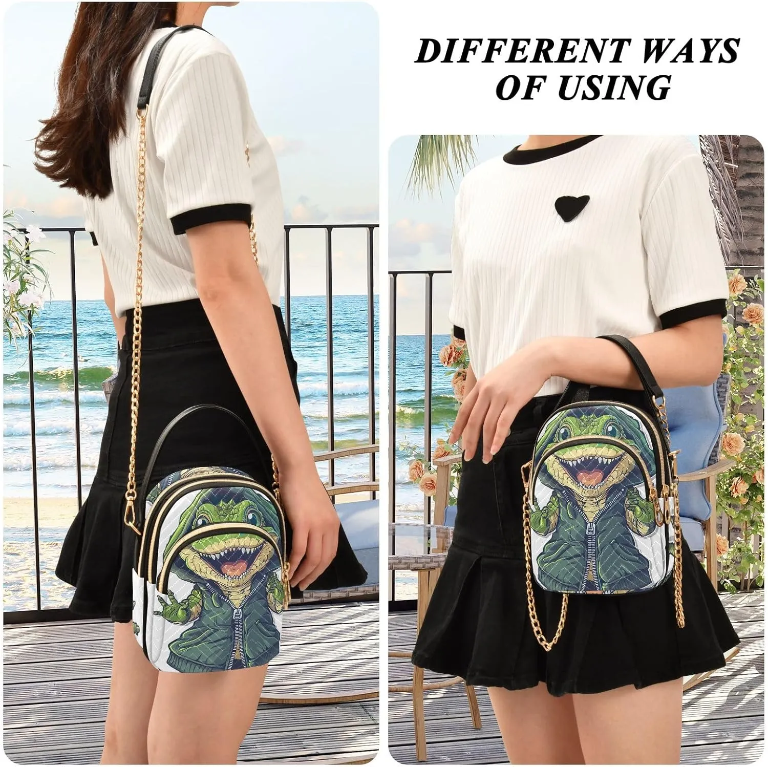 Halloween Dog Bat Costume Women's Crossbody Bags Quilted Purse with Chain Phone Purse Handbag