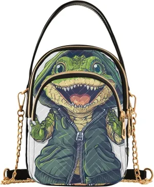 Halloween Dog Bat Costume Women's Crossbody Bags Quilted Purse with Chain Phone Purse Handbag