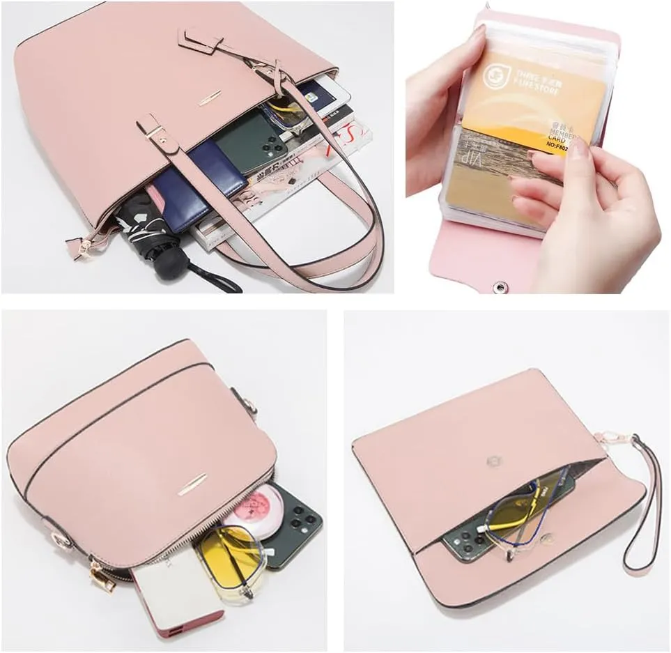 Handbags and Purses for Women Vegan Leather Tote Bag with Zipper Compartments Womens Shoulder Crossbody Satchel Bags
