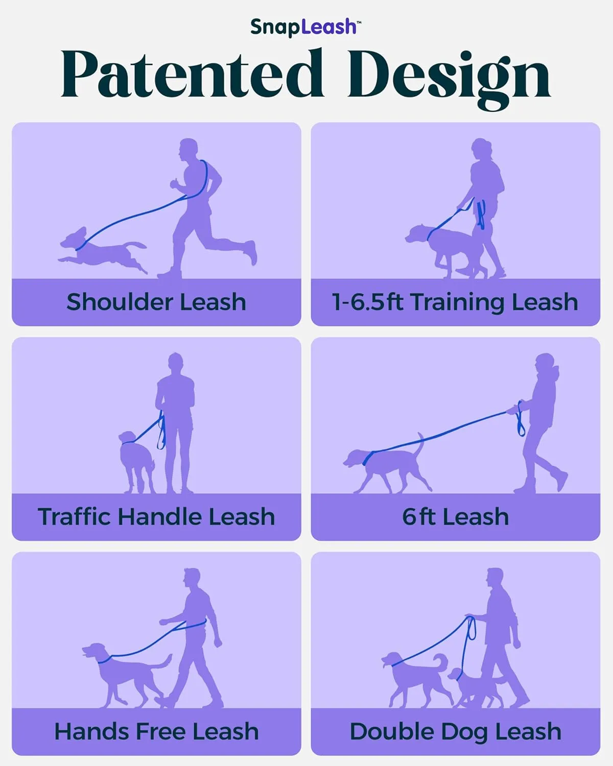 Hands-Free Dog Leash Training Running Snapleash, Waist & Shoulder Lead for Walking, Traffic Lead, Dual Pet Leash Adjustable for Large, Medium and Small Dog Breeds (Blue, Small (5/8in x 7.5ft))