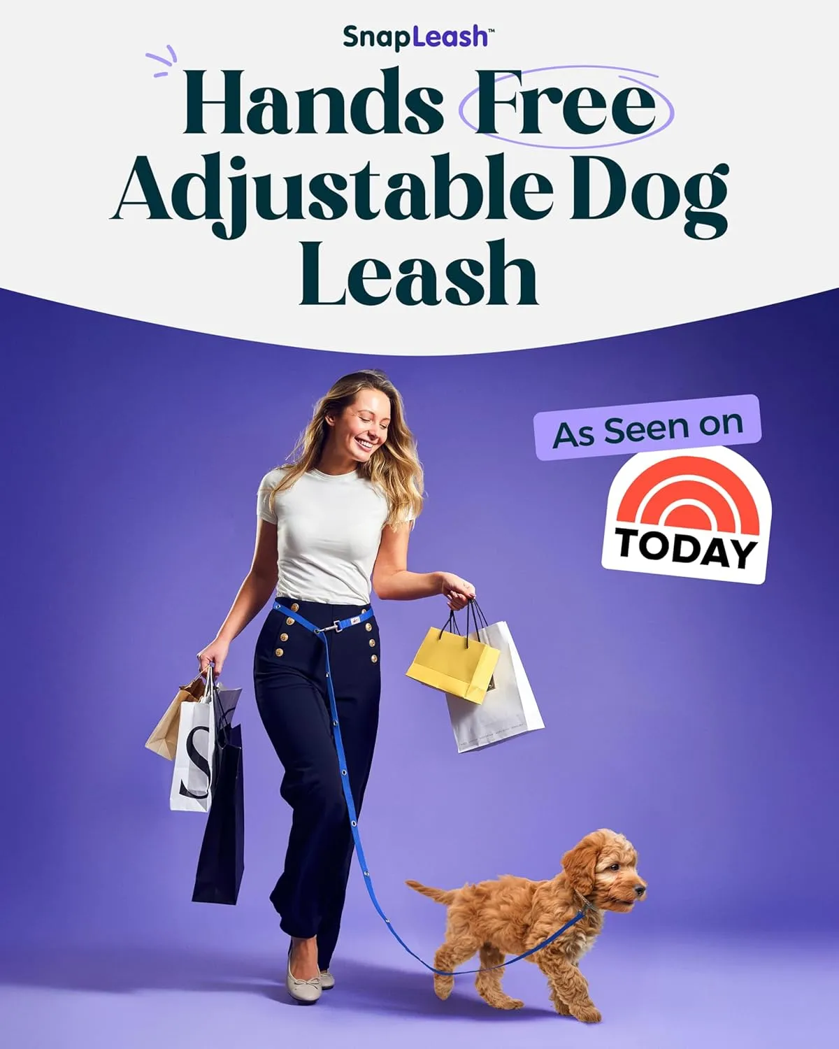 Hands-Free Dog Leash Training Running Snapleash, Waist & Shoulder Lead for Walking, Traffic Lead, Dual Pet Leash Adjustable for Large, Medium and Small Dog Breeds (Blue, Small (5/8in x 7.5ft))