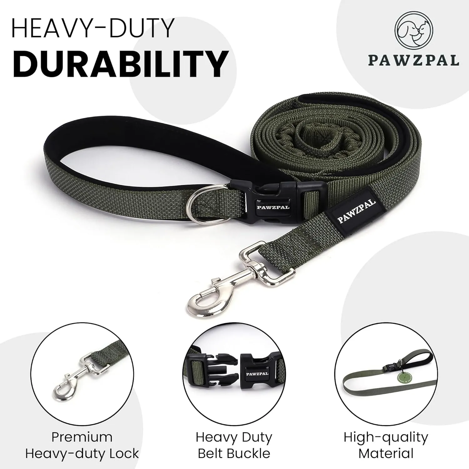 Hands Free Dog Leash with Waste Bag Carrier, 8.2-10ft Adjustable Crossbody/Waist Belt, Long Distance for Running, Hiking – Reflective, Wide-Padded Handles, Anti-Shock Bungee for Medium/Large Dogs
