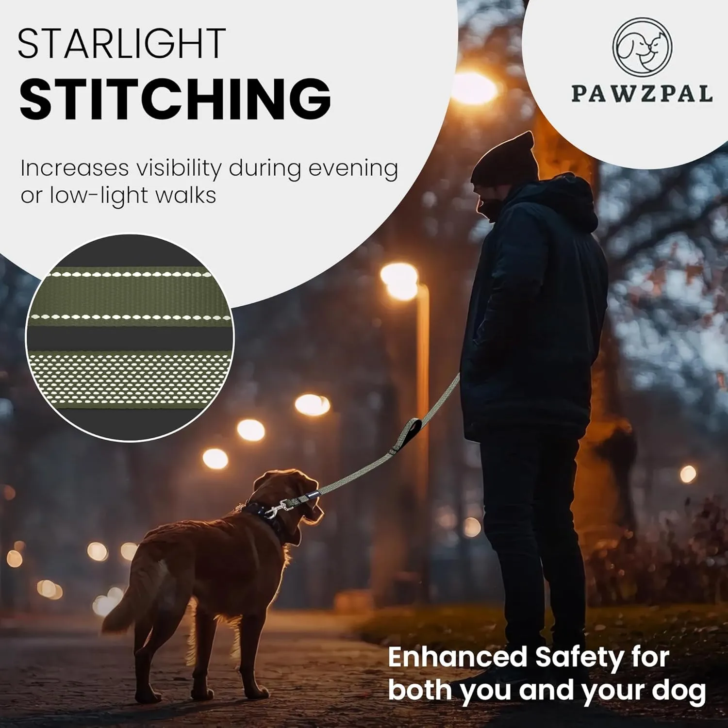 Hands Free Dog Leash with Waste Bag Carrier, 8.2-10ft Adjustable Crossbody/Waist Belt, Long Distance for Running, Hiking – Reflective, Wide-Padded Handles, Anti-Shock Bungee for Medium/Large Dogs