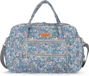 Hanfetch Yarn Storage Organizer, Knitting Crossbody Bag, Large Crochet Bag Tote Gift Yarn Holder Case for Carrying Projects, Knitting Needles, Crochet Hooks and Other Accessories (Flower-Blue)