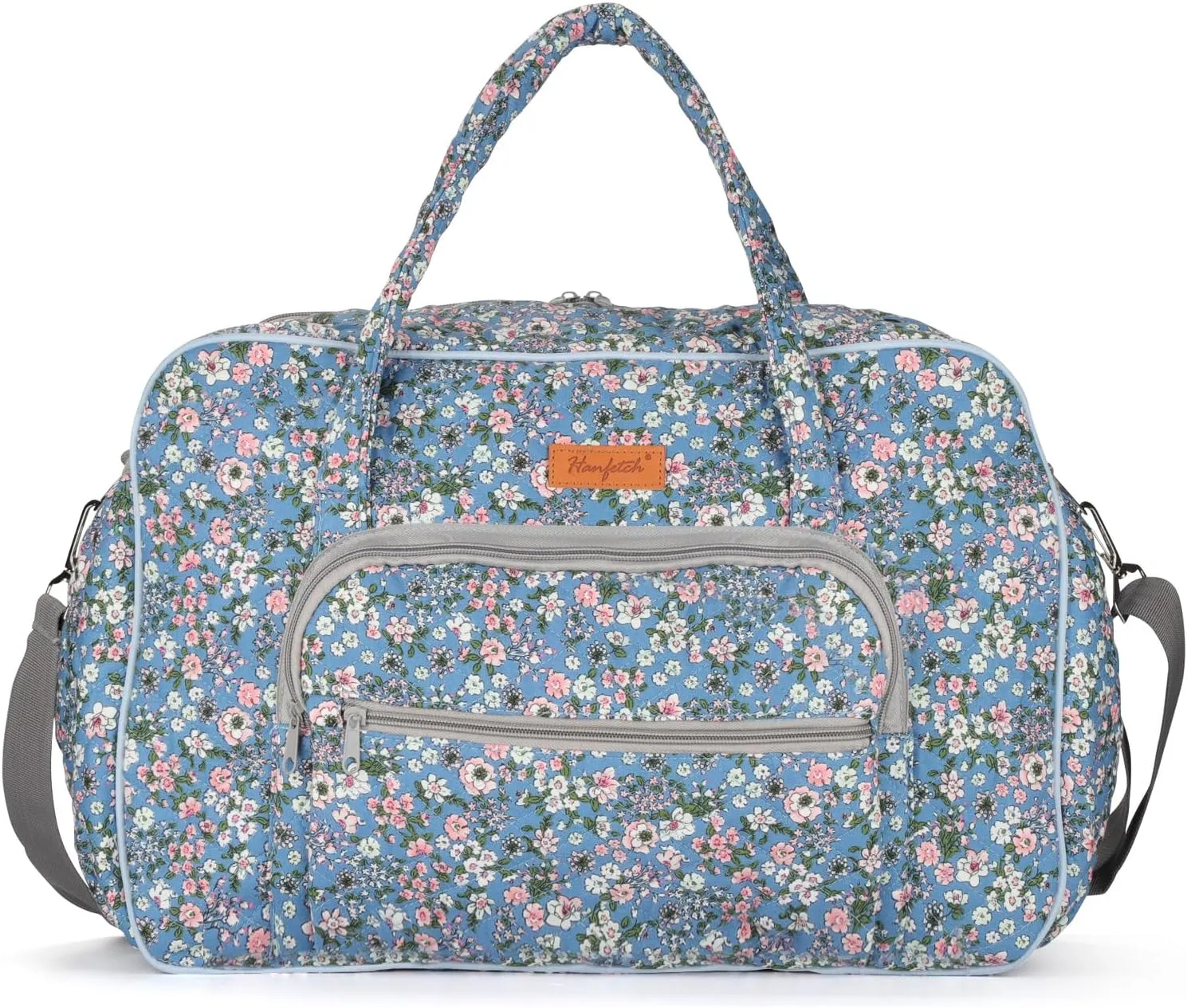 Hanfetch Yarn Storage Organizer, Knitting Crossbody Bag, Large Crochet Bag Tote Gift Yarn Holder Case for Carrying Projects, Knitting Needles, Crochet Hooks and Other Accessories (Flower-Blue)