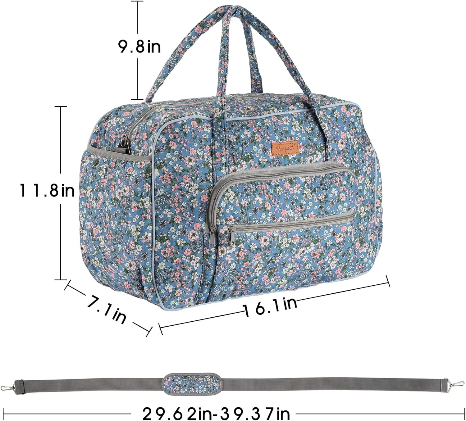 Hanfetch Yarn Storage Organizer, Knitting Crossbody Bag, Large Crochet Bag Tote Gift Yarn Holder Case for Carrying Projects, Knitting Needles, Crochet Hooks and Other Accessories (Flower-Blue)