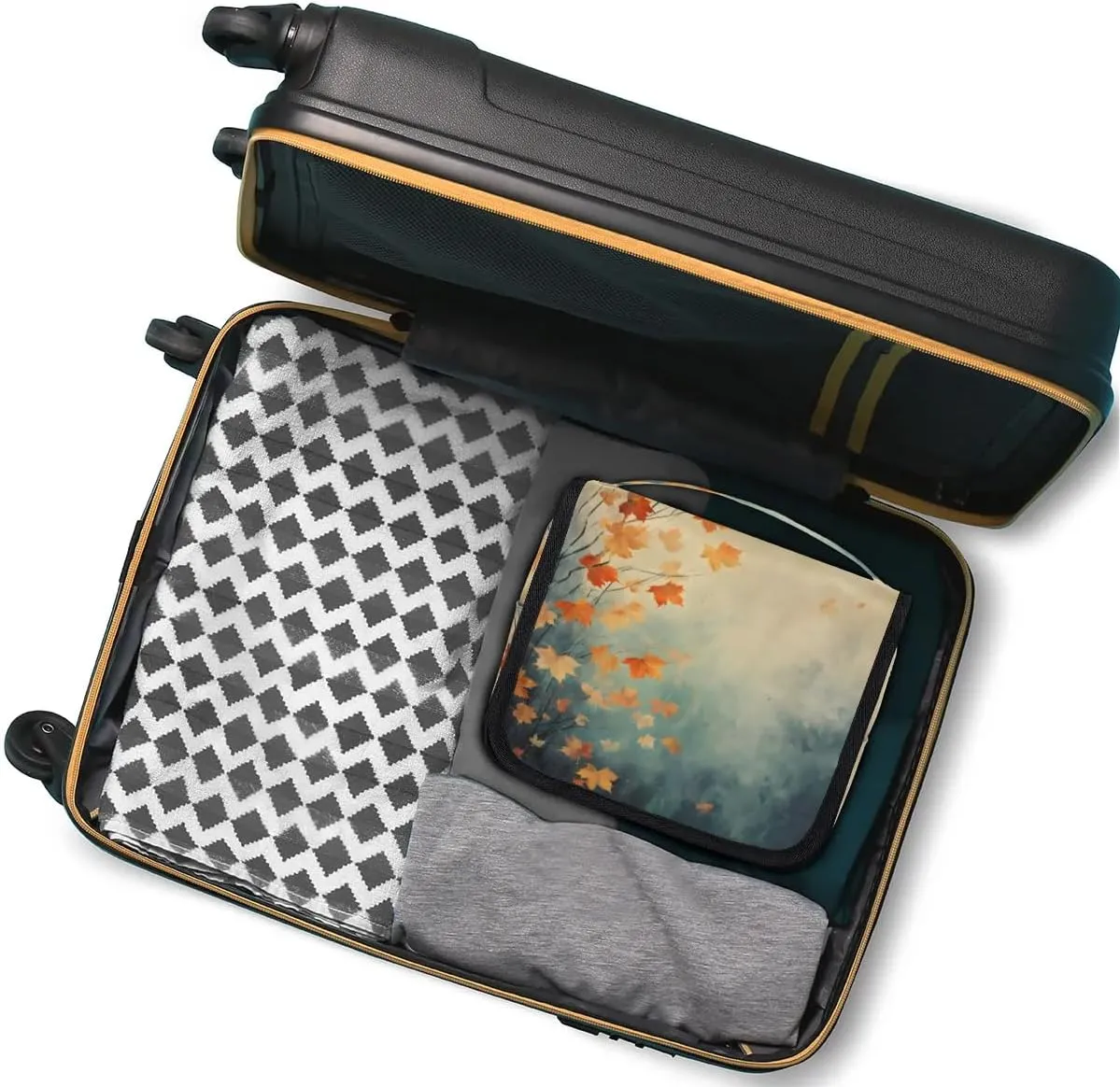 Hanging Travel Toiletry Bag Fall Maple Leaves Toiletry Bags with Hanging Hook Portable Cosmetic Bag Makeup Organizer for Travel Business Trip