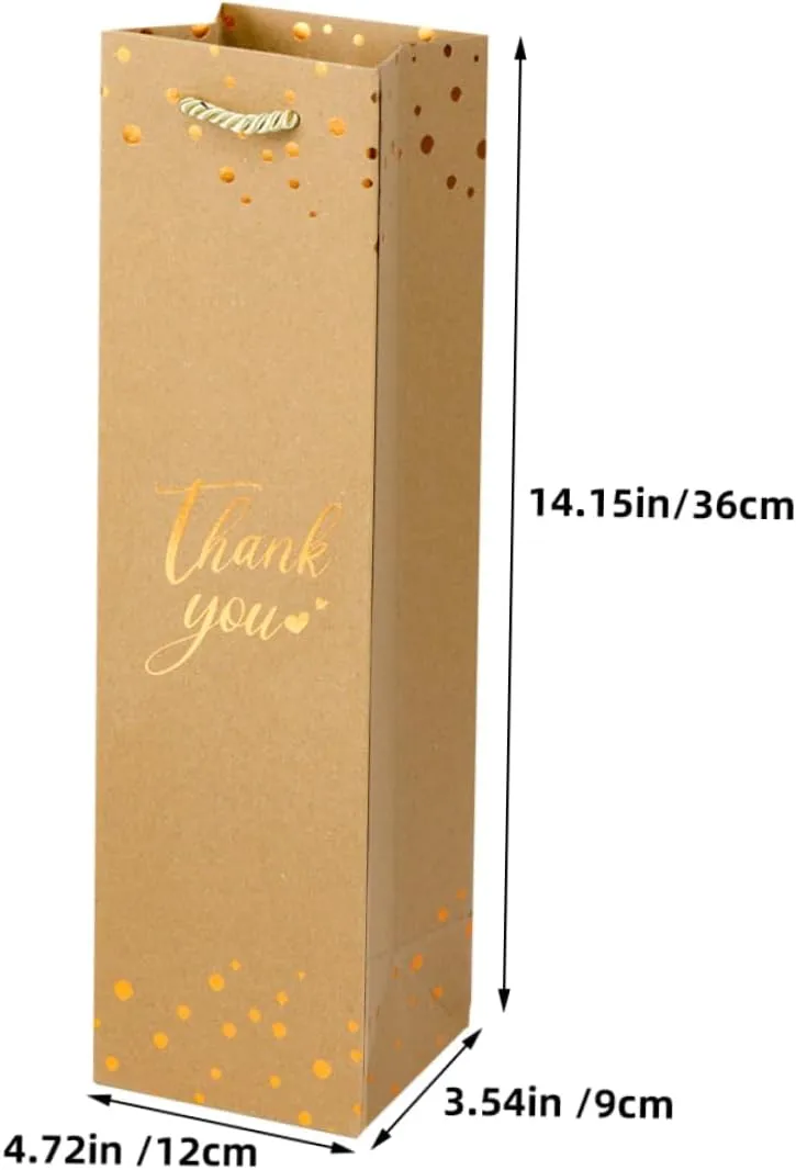 Healvian 12Pcs Reusable Paper Wine present Bags with Sturdy Handle Elegant Wine Handbag for Birthdays Anniversaries and Housewarming Parties Beer Tote Carrier
