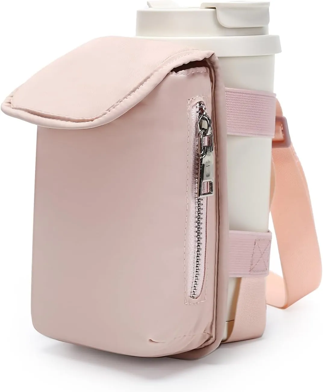 Herald Water Bottle Holder Crossbody Bag with Wide Strap, Puffer Water Bottle Carrier Bag with Phone Pocket