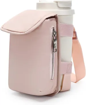 Herald Water Bottle Holder Crossbody Bag with Wide Strap, Puffer Water Bottle Carrier Bag with Phone Pocket