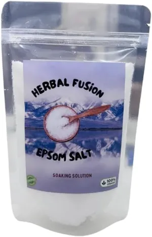 Herbal Fusion Organic Epsom Salt, Bath Salt, Perfect for Relaxation & Stress Relief, 100% Pure, Resealable Bags 8oz (210 Grams)