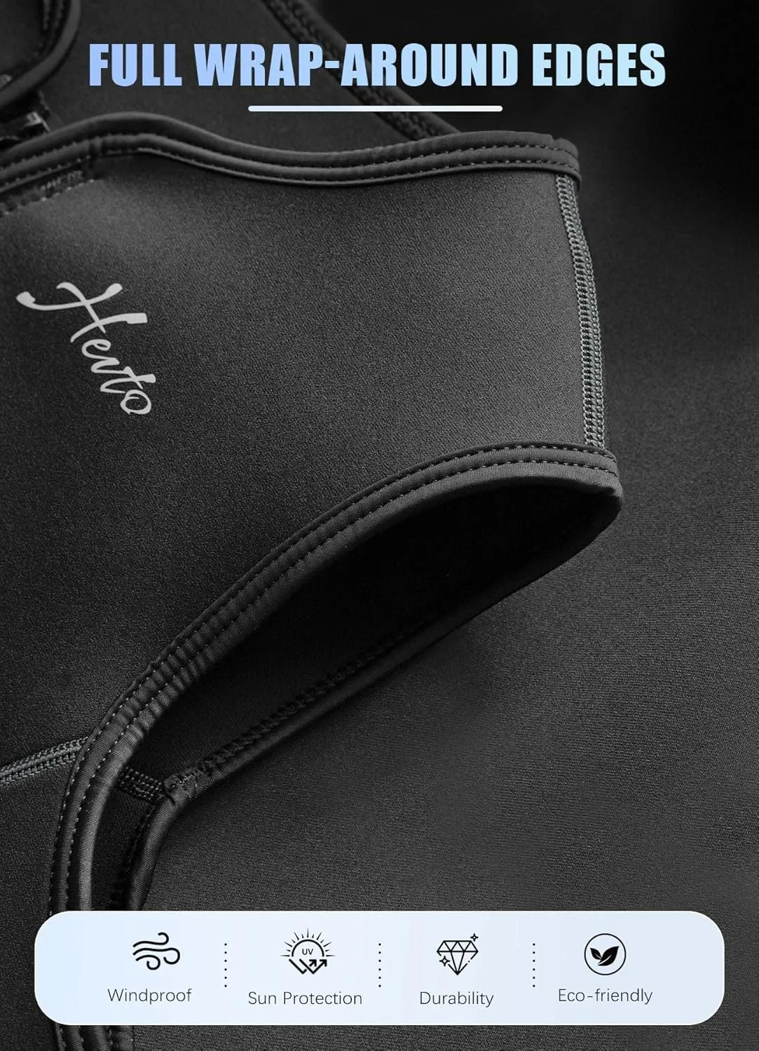 Hevto Men Wetsuit Tops and Vest 3/2mm Neoprene Jacket Surfing Swimming Front Zip Wet Suit for Water Sports