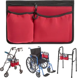 High Road Wheelchair Side Bag with Cup Holder - Stretch Neoprene Walker and Wheelchair Pouch with Insulating Wheelchair Cup Holder and 2 Storage Pockets