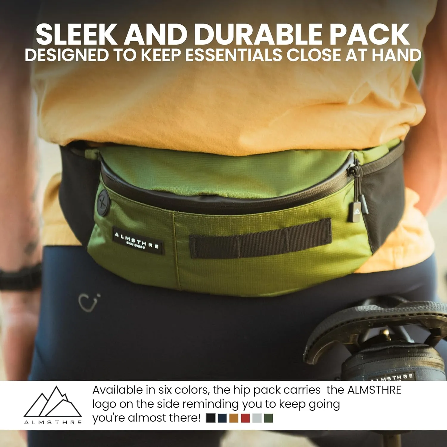 Hip Pack - Hunter Green | Durable & Waterproof Fanny Pack for Cyclists | Adjustable Fit with Organized Storage | Recycled Ripstop Nylon for Biking, Hiking, and Everyday Carry