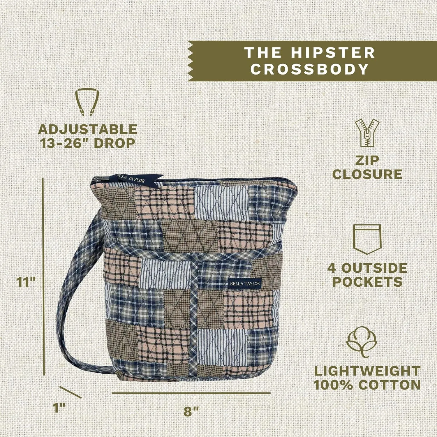 Hipster Crossbody Purse for Women | Medium Size Shoulder Bag with Adjustable Strap