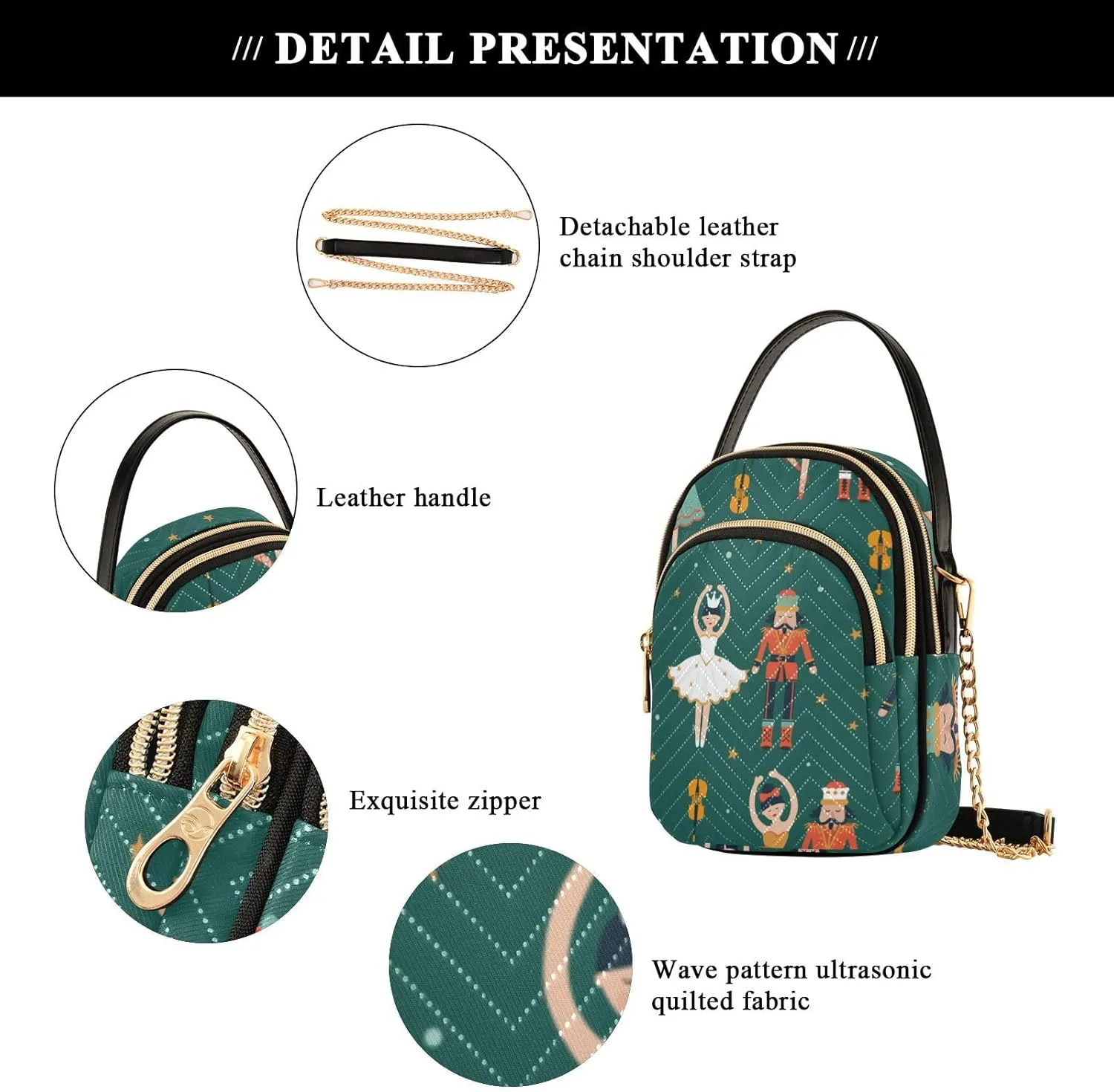 Holiday Festive Cell Phone Purse Crossbody Handbag Durable Shoulder Bag Travel Pouch