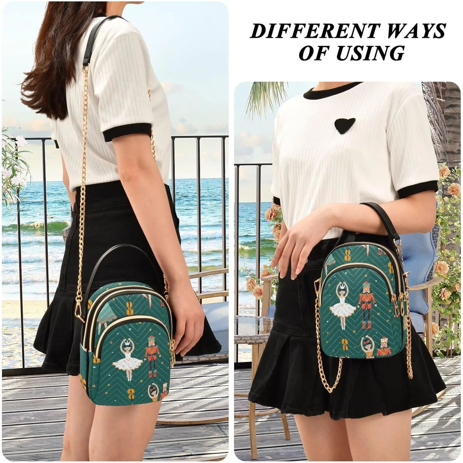 Holiday Festive Cell Phone Purse Crossbody Handbag Durable Shoulder Bag Travel Pouch