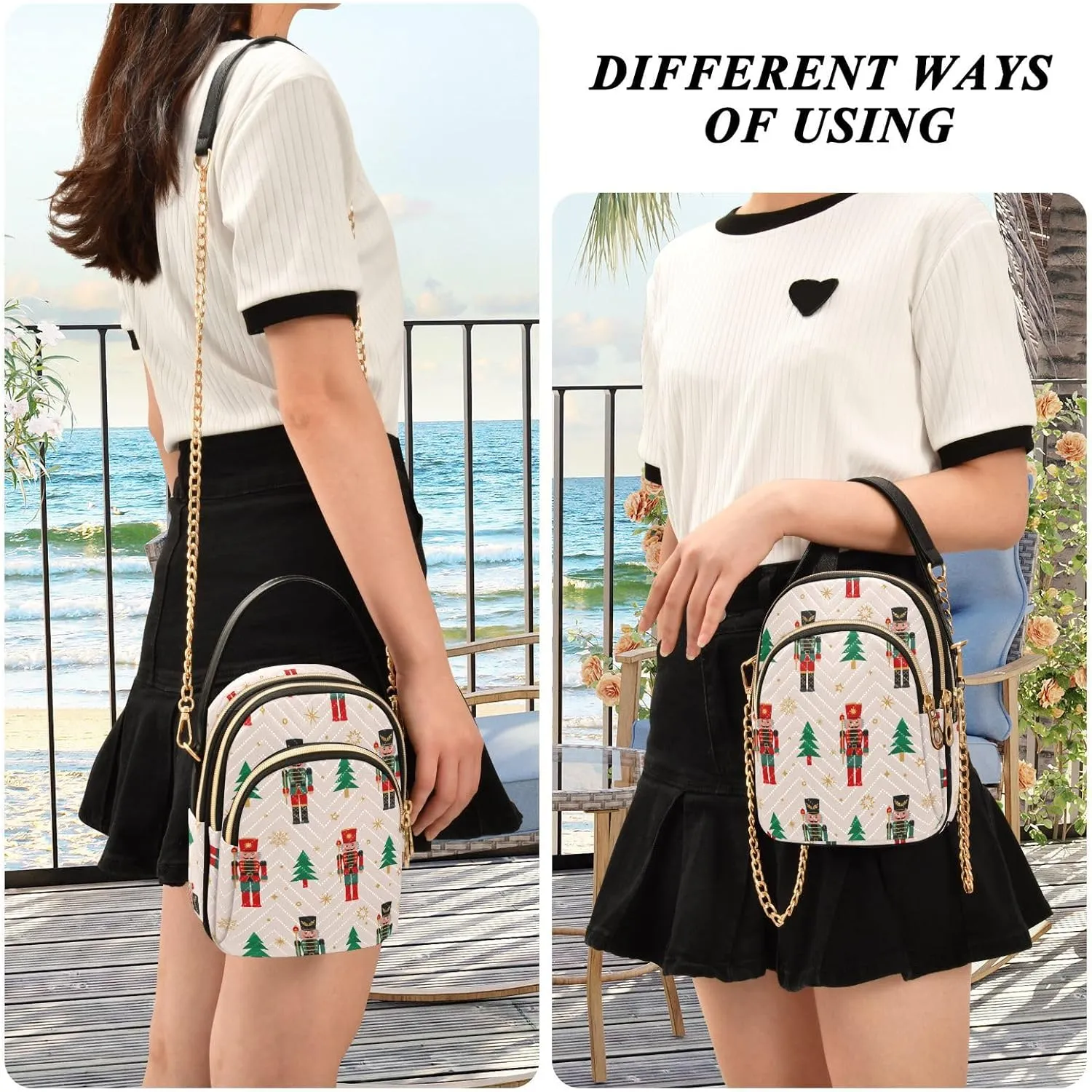 Holiday Festive Cell Phone Purse Crossbody Handbag Durable Shoulder Bag Travel Pouch