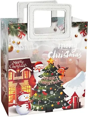 Holiday Tote Bag for Gifts, Candy Holder, Christmas Party Handbag for Events and Shopping, White