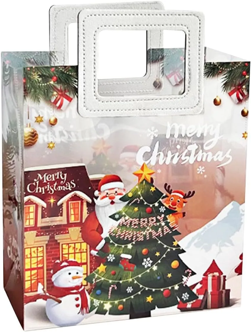 Holiday Tote Bag for Gifts, Candy Holder, Christmas Party Handbag for Events and Shopping, White
