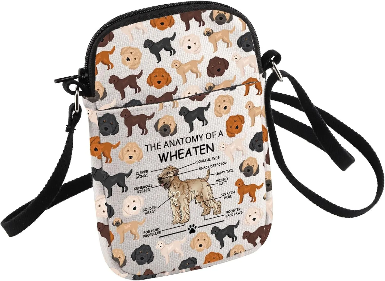 HOLLP Wheaten Terrier Lovers Gift The Anatomy of A Wheaten Crossbody Bag Wheaten Veterinary Small Sling Bag