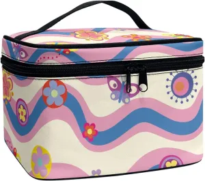 Horeset Cartoon Straps Print Cosmetic Bag for Women Ladies,Casual Design Makeup Bag Summer Travel Storage Pouch Coin Purse