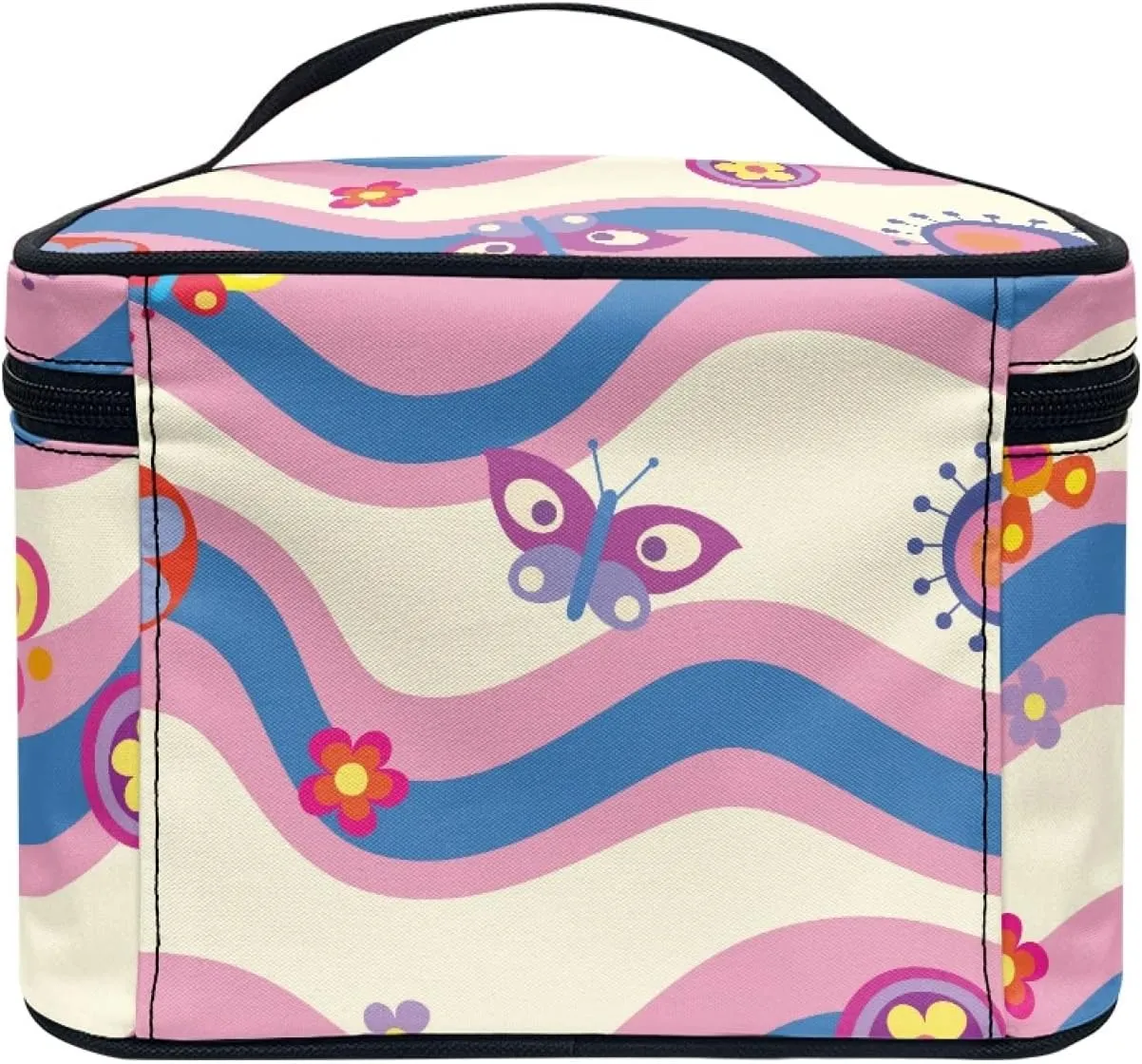 Horeset Cartoon Straps Print Cosmetic Bag for Women Ladies,Casual Design Makeup Bag Summer Travel Storage Pouch Coin Purse