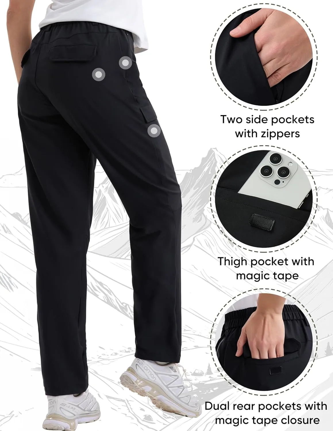 HOTSUIT Water Resistant Quick Dry Lightweight Elastic Waist Women's Hiking Pants