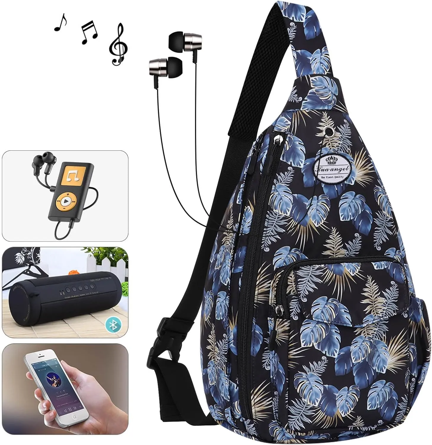 HUA ANGEL Crossbody Sling Bag for Men Women Lightweight Over the Shoulder Purse Day Bag Multipockets for Travel, Hiking, Gym