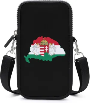 Hungary Hungarian Flag Map Crossbody Cell Phone Purse Crossbody Mini Bag Fashion Phone Pouch Wallet with Detachable Strap, style, dfbhjf546