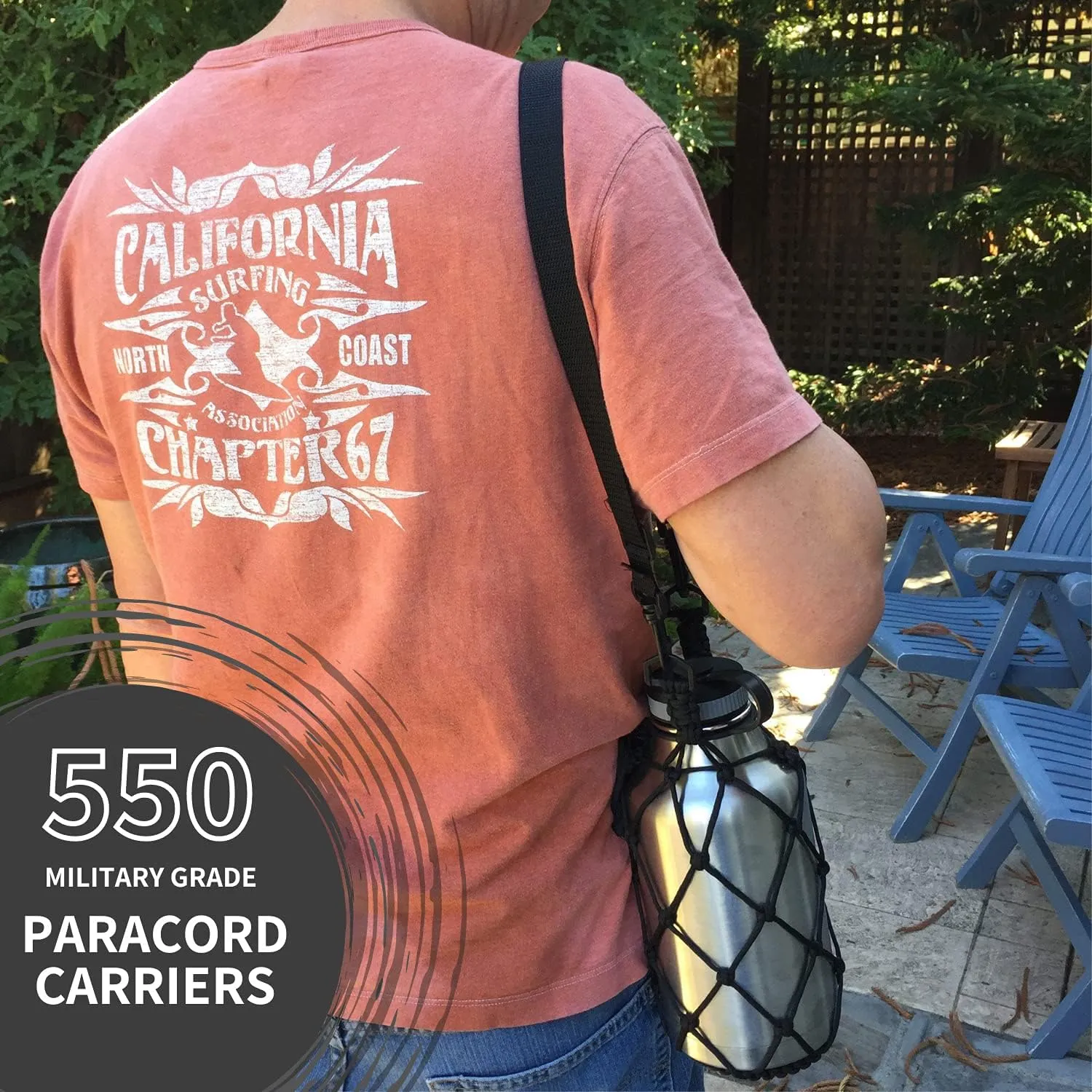 HydroNet Carrier - Compatible with Wide Mouth Bottles 32, 40, 64 oz Growler - from America's No. 1 in Paracord Handles and Accessories - Prevents Dropping and Dents