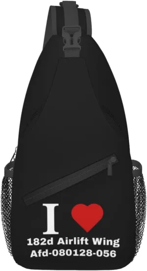 I love 182d Airlift Wing Afd-080128-056 Crossbody Bags For Women Men Chest Backpack Gym Shoulder Bag Travel Outdoor Sports Casual Crossbody Bags