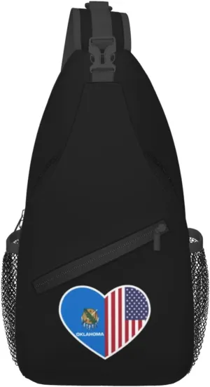 I Love America And Oklahoma Crossbody Bags For Women Men Chest Backpack Gym Shoulder Bag Travel Outdoor Sports Casual Crossbody Bags