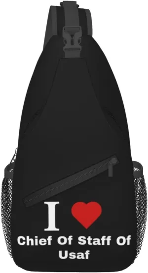 I love Chief Of Staff Of Usaf Crossbody Bags For Women Men Chest Backpack Gym Shoulder Bag Travel Outdoor Sports Casual Crossbody Bags