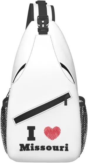 I Love Missouri Crossbody Bags For Women Men Chest Backpack Gym Shoulder Bag Travel Outdoor Sports Casual Crossbody Bags