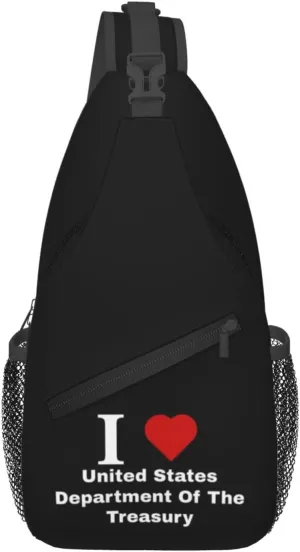 I love United States Department Of The Treasury Crossbody Bags For Women Men Chest Backpack Gym Shoulder Bag Travel Outdoor Sports Casual Crossbody Bags