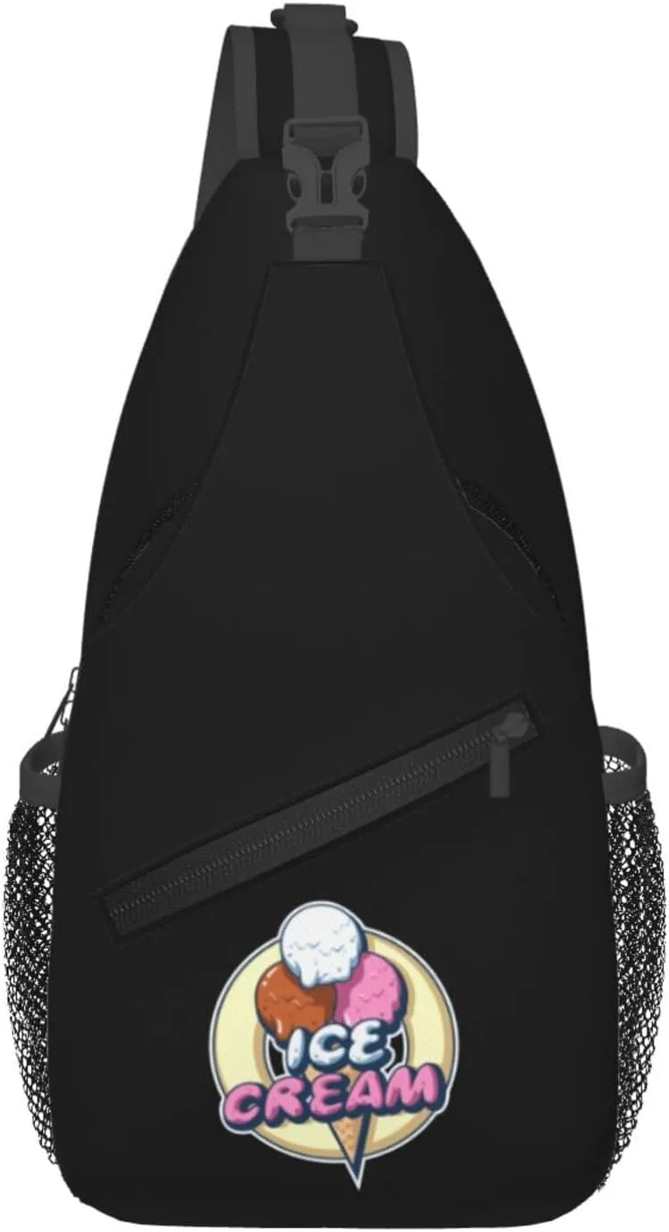 Ice Cream Sign Crossbody Bags For Women Men Chest Backpack Gym Shoulder Bag Travel Outdoor Sports Casual Crossbody Bags