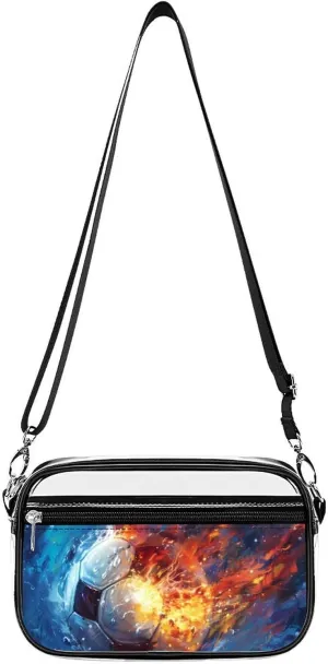 Ice&fire-Soccer Clear Bag PVC Clear Crossbody Purse Bag Transparent Shoulder Handbag with Adjustable Strap