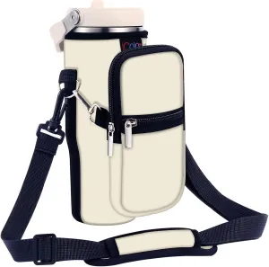 icolor Water Bottle Carrier Bag for Stanley IceFlow Flip Straw Tumbler 20/30oz Stanley IceFlow Mug Carrying Holder Neoprene Sleeve Stanley Cup Accessories Pouch Crossbody Sling for Travel Fitness
