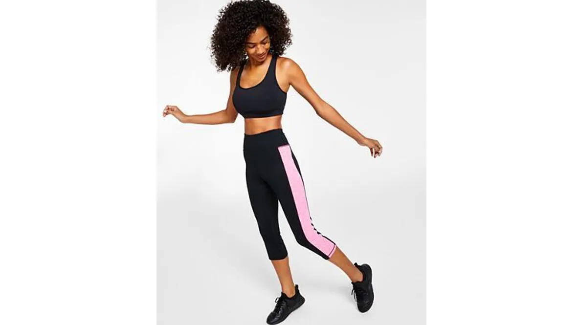ID Ideology Women's Colorblocked Cropped Leggings, Pink, Size 1X