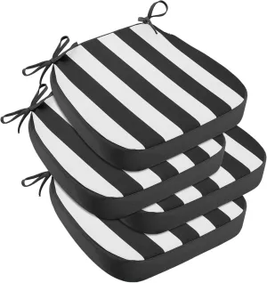 idee-home Outdoor Chair Cushions Set of 4, 17" x 17" x 3" Thick Patio Furniture Outdoor Seat Cushions Waterproof with Ties, Dining Pads